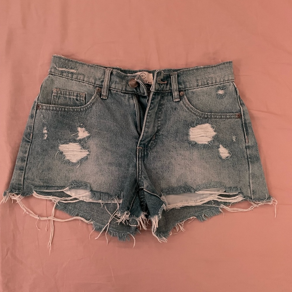 cotton on mid saturday ripped jean shorts
